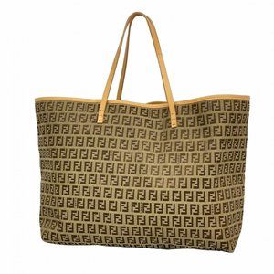 Fendi Zucchino Tote Bag in Brown Nylon Canvas for Women